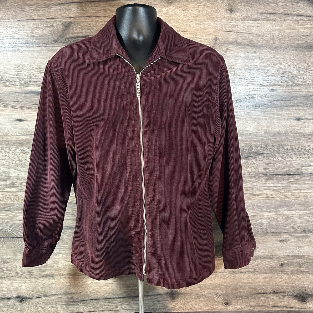 Vintage Levi's Corduroy Zip Up Zipper Jacket Women's Size Large Maroon